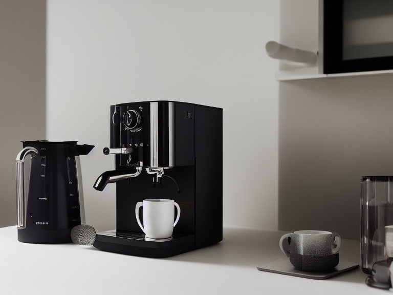 A modern espresso machine with coffee cups on a kitchen counter, showcasing a cozy and inviting setup.